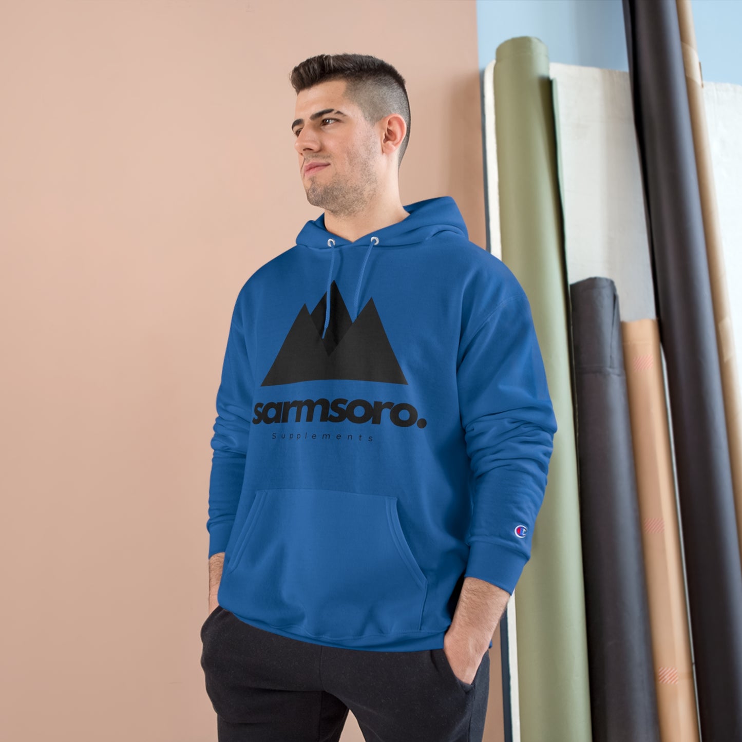 Sarmsoro. Champion Hoodie Front Logo