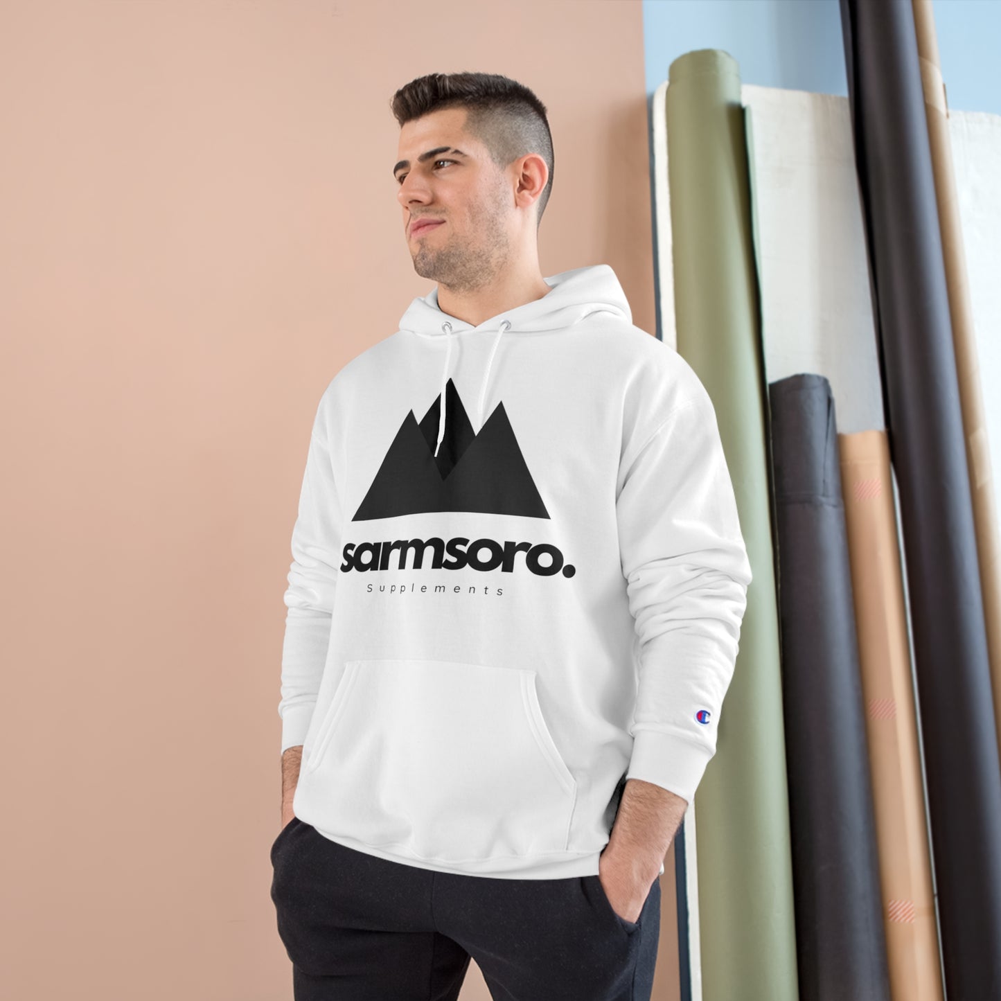 Sarmsoro. Champion Hoodie Front Logo