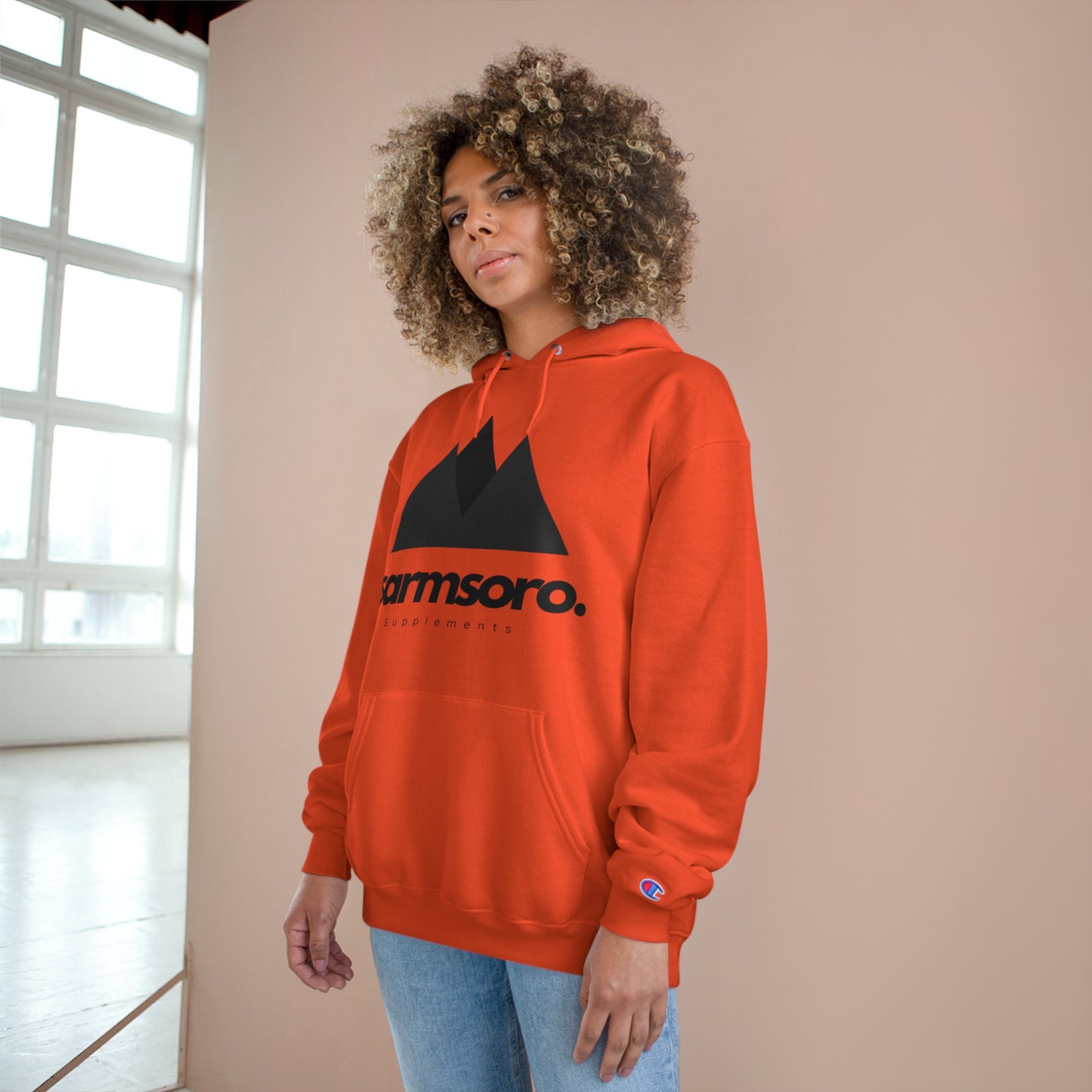 Sarmsoro. Champion Hoodie Front Logo